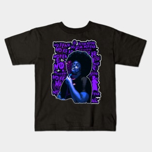 No Fear Strong Black woman Afro Hair Kids T-Shirt